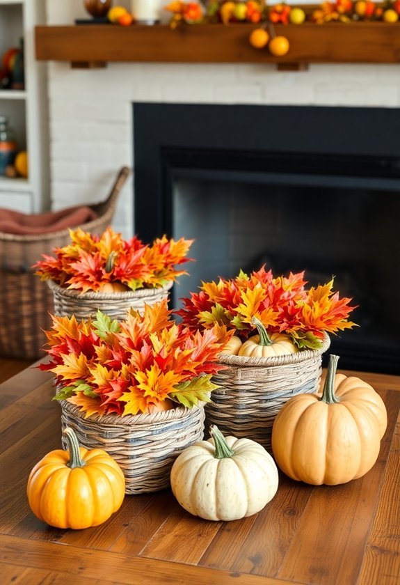 baskets enhance seasonal decor