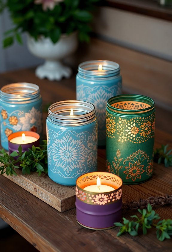 cans converted into candle holders