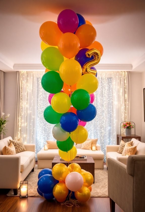 colorful celebratory balloon arrangements