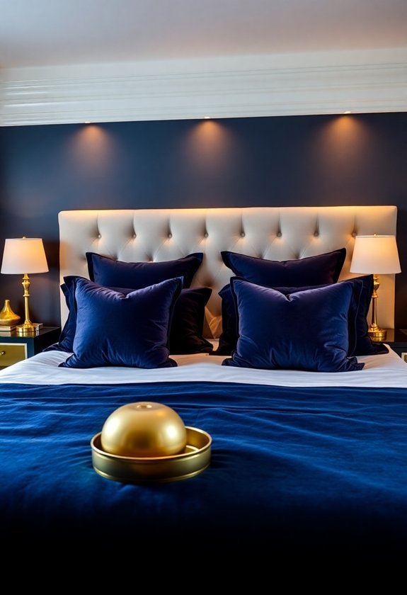 elegant dark blue linens