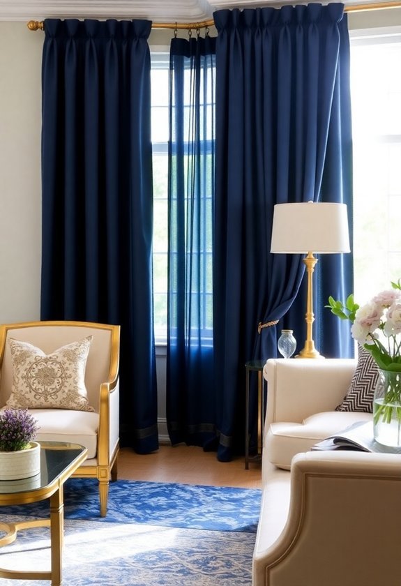 elegant navy blue curtains