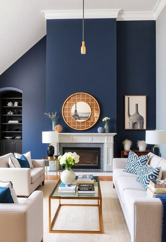 elegant navy blue walls