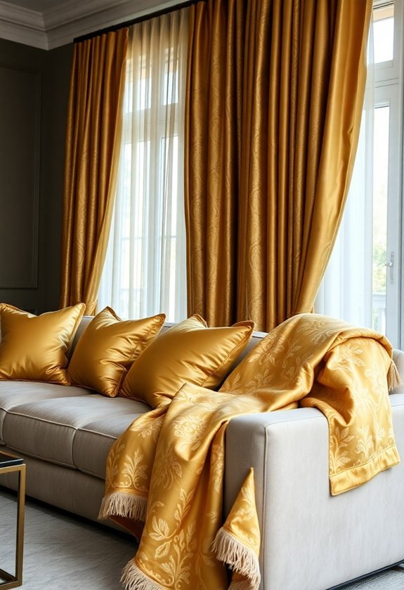 gold textile home decor