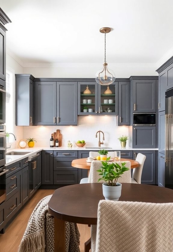 gray kitchen and dining