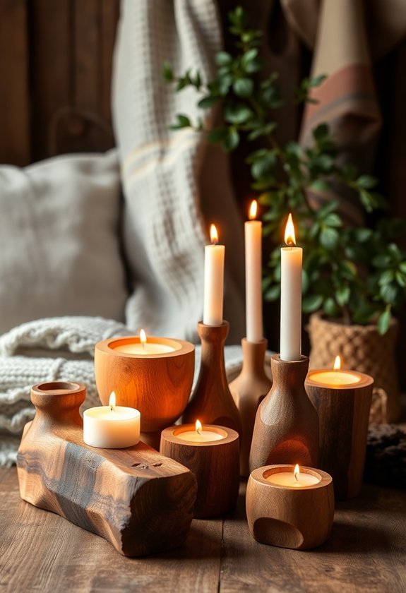 handcrafted rustic candle holders