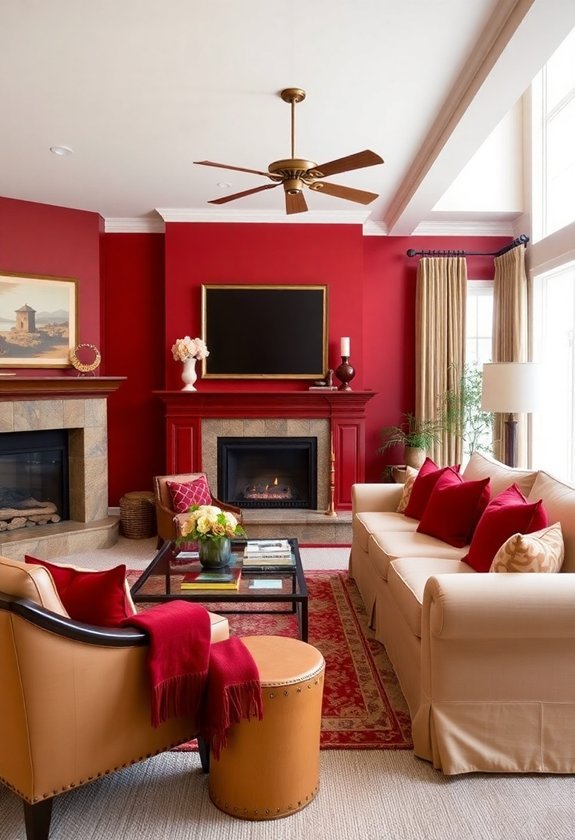 harmonizing red and neutrals