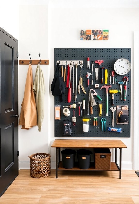 hooks and pegboards installation