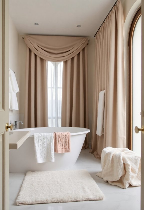10 Bathroom Home Decor Ideas to Create a Spa-Like Atmosphere 5 indulge in opulent fabrics