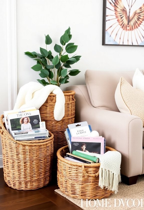 living room basket decor