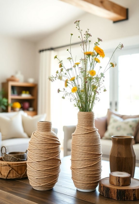 natural decorative twine vessels