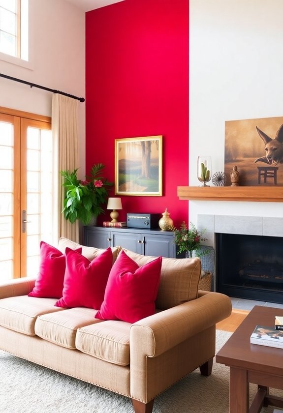 red accents home decor