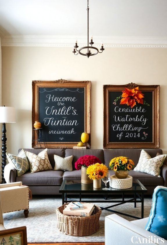 repurpose frames as chalkboards