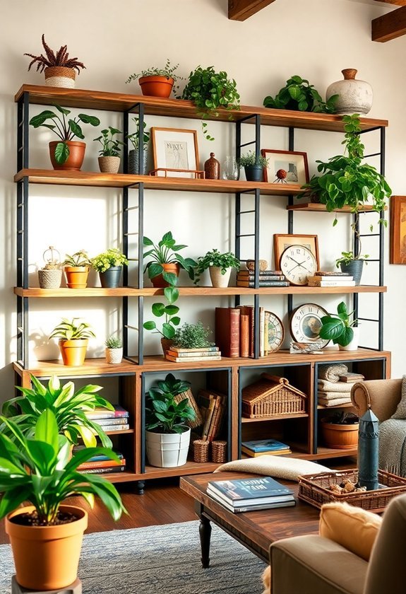 rustic reclaimed wood shelves