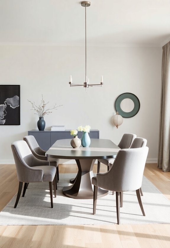 serene gray toned dining space