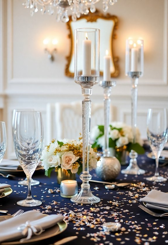 shimmering decorative table arrangements