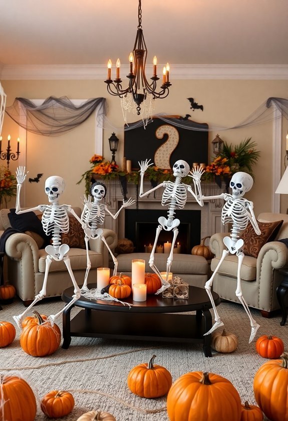 skeletons having fun together