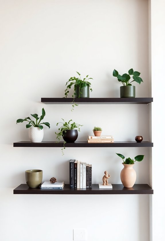 sleek modern floating shelves