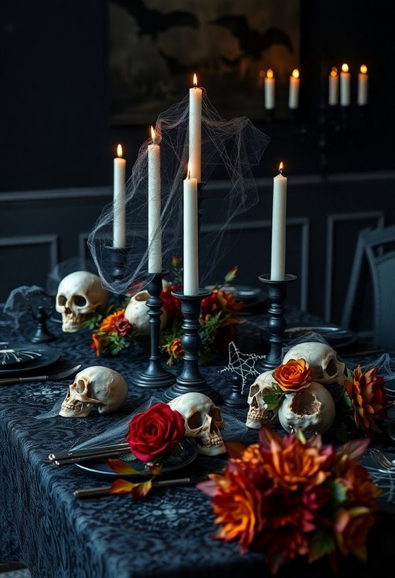 spooky dining arrangements displayed