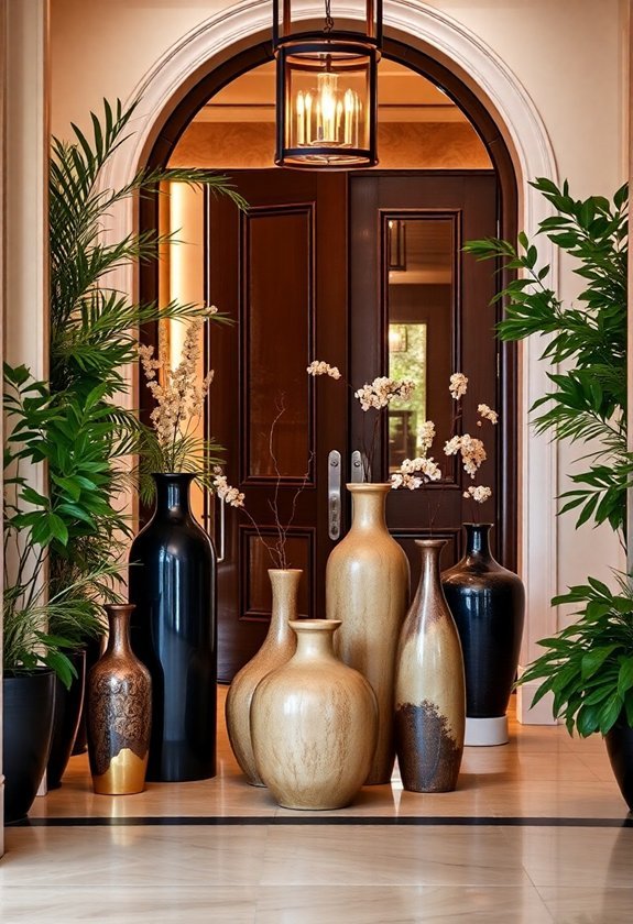 stylish entrance decor vases