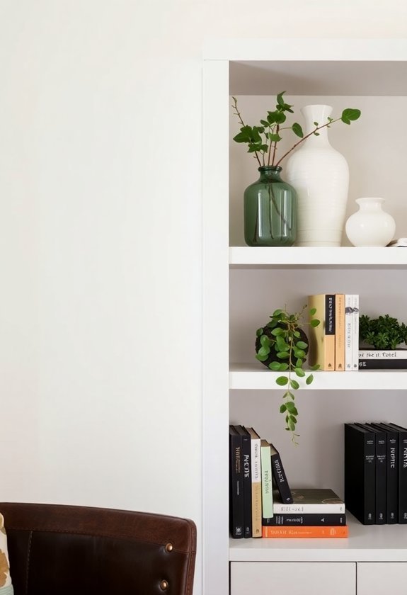 vases enhance shelving displays