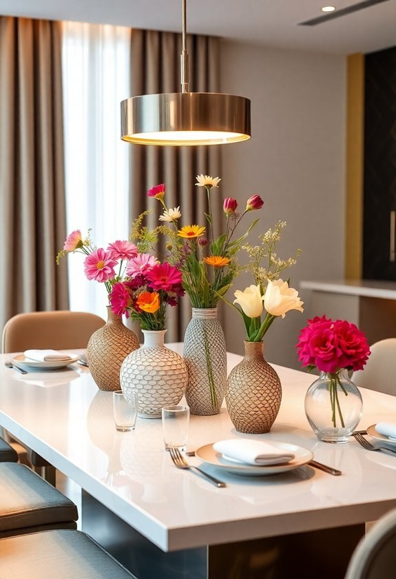 vases enhancing table decor