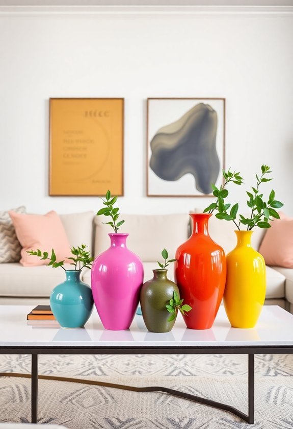 vibrant decor with vases