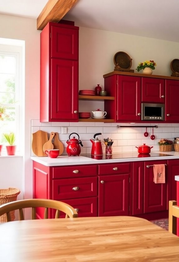 vibrant red kitchen accents