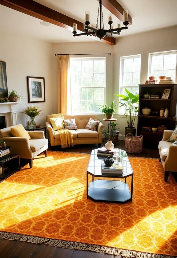 vibrant yellow patterned rugs