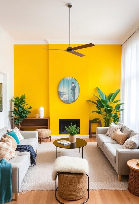 vibrant yellow wall decor