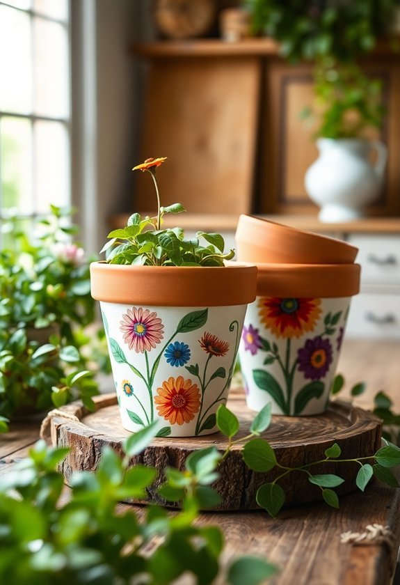 vibrantly decorated clay containers