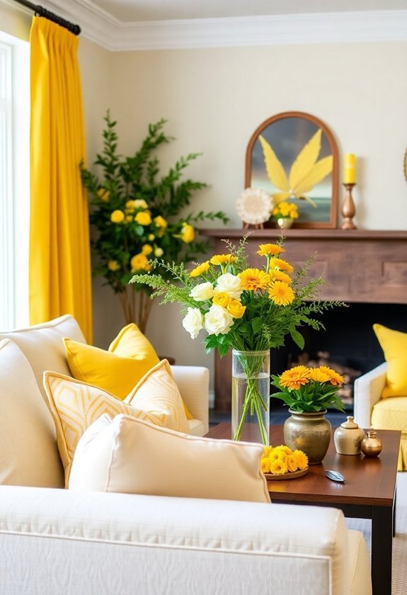 yellow decorations throughout seasons